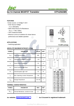 STF42N65M5 Datasheet PDF Inchange Semiconductor