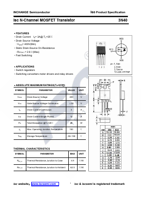 3N40-220 Datasheet PDF Inchange Semiconductor