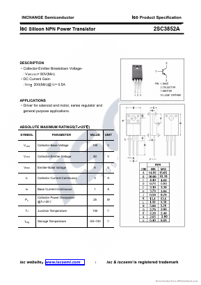 2SC3852A Datasheet PDF Inchange Semiconductor