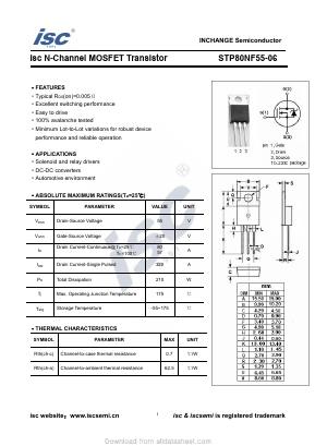 STP80NF55-06 Datasheet PDF Inchange Semiconductor