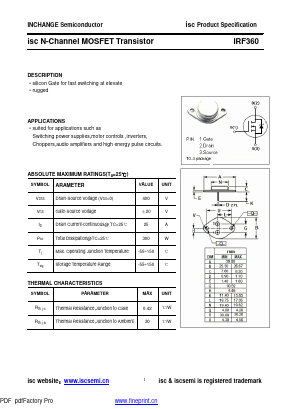 IRF360 Datasheet PDF Inchange Semiconductor