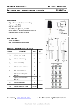 2SD1409A Datasheet PDF Inchange Semiconductor