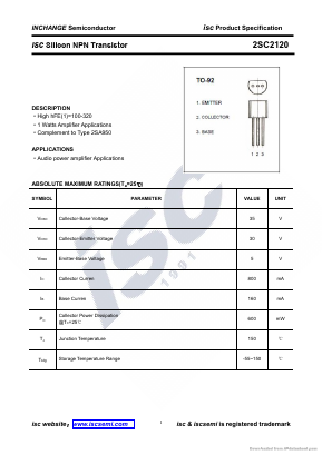 2SC2120 Datasheet PDF Inchange Semiconductor