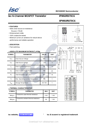 IIPW60R070C6 Datasheet PDF Inchange Semiconductor