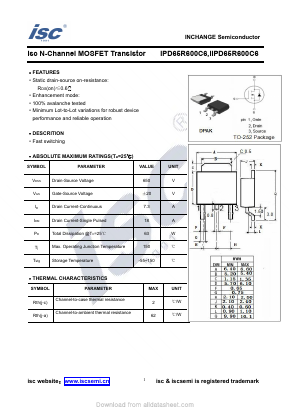 IPD65R600C6 Datasheet PDF Inchange Semiconductor