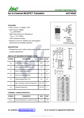 AOT4S60 Datasheet PDF Inchange Semiconductor