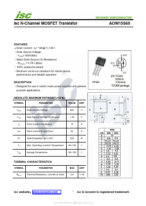 AOW15S60 Datasheet PDF Inchange Semiconductor