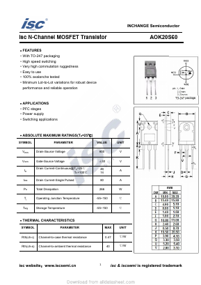AOK20S60 Datasheet PDF Inchange Semiconductor