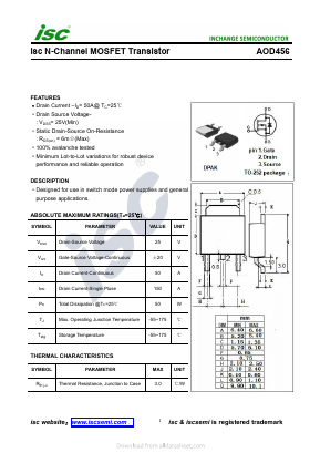 AOD456 Datasheet PDF Inchange Semiconductor