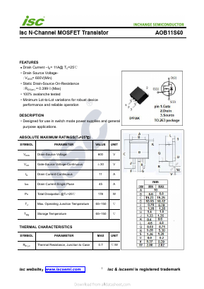AOB11S60 Datasheet PDF Inchange Semiconductor