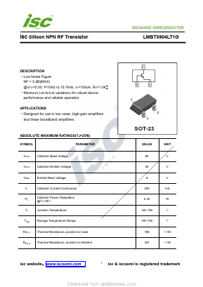 LMBT3904LT1G Datasheet PDF Inchange Semiconductor