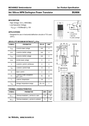 BU806 Datasheet PDF Inchange Semiconductor