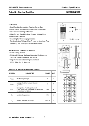 MBR2045CT Datasheet PDF Inchange Semiconductor