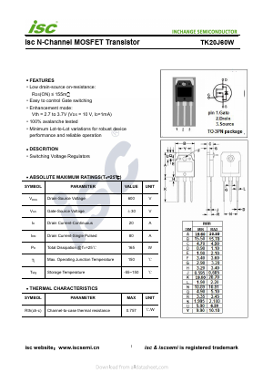TK20J60W Datasheet PDF Inchange Semiconductor