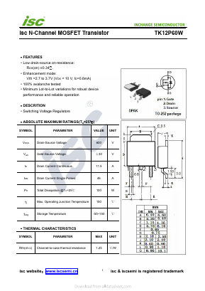 TK12P60W Datasheet PDF Inchange Semiconductor