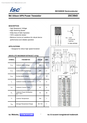 C3843 Datasheet PDF Inchange Semiconductor