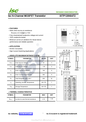 IXTP120N04T2 Datasheet PDF Inchange Semiconductor