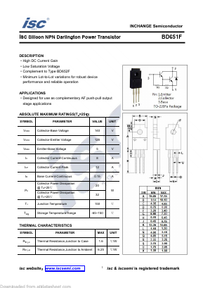BD651F Datasheet PDF Inchange Semiconductor
