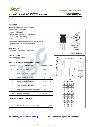 STW26NM50 Datasheet PDF Inchange Semiconductor