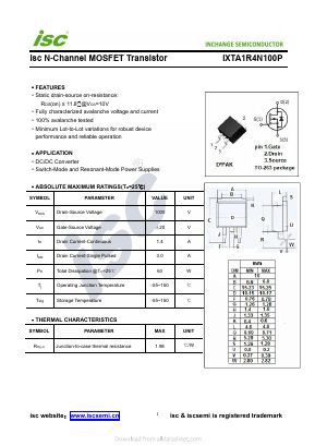 IXTA1R4N100P Datasheet PDF Inchange Semiconductor