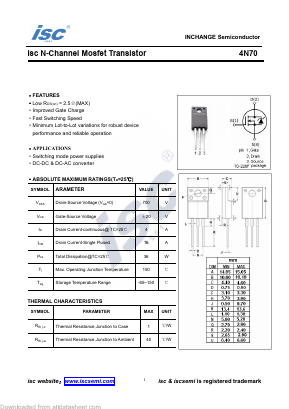 4N70 Datasheet PDF Inchange Semiconductor