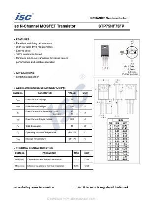 STP75NF75FP Datasheet PDF Inchange Semiconductor