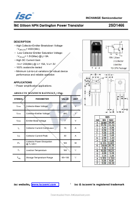 2SD1466 Datasheet PDF Inchange Semiconductor