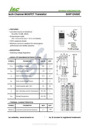 SIHP12N50E Datasheet PDF Inchange Semiconductor