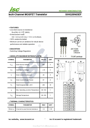 SIHG28N65EF Datasheet PDF Inchange Semiconductor