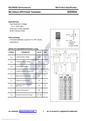 3DD5024 Datasheet PDF Inchange Semiconductor