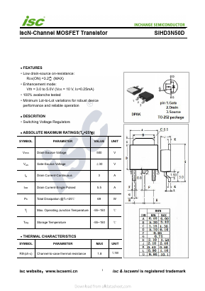 SIHD3N50D Datasheet PDF Inchange Semiconductor