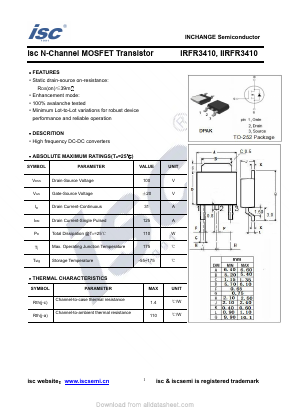 IIRFR3410 Datasheet PDF Inchange Semiconductor