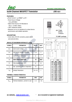 K1421 Datasheet PDF Inchange Semiconductor