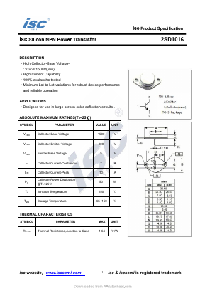 D1016 Datasheet PDF Inchange Semiconductor