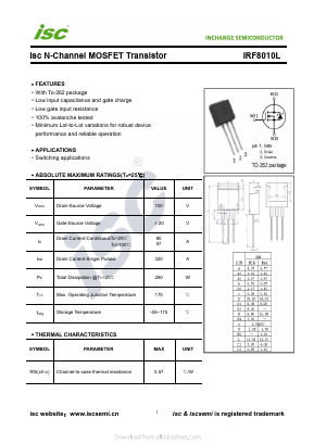 IRF8010L Datasheet PDF Inchange Semiconductor