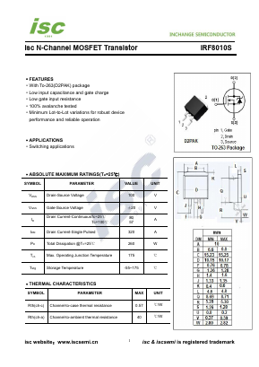 IRF8010S Datasheet PDF Inchange Semiconductor