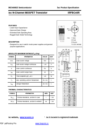 IRFBC40R Datasheet PDF Inchange Semiconductor