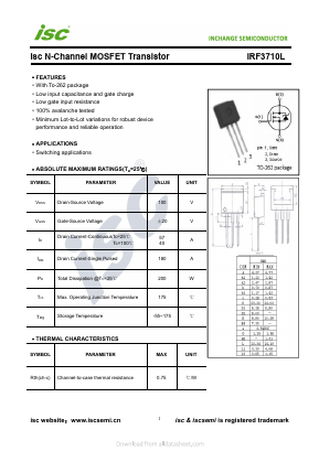 IRF3710L Datasheet PDF Inchange Semiconductor