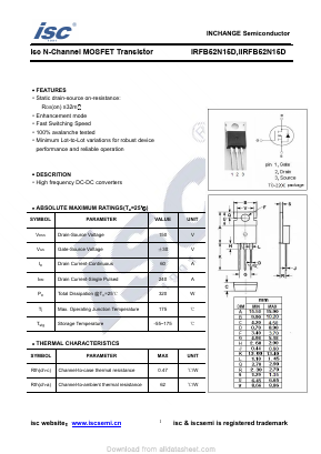 IRFB52N15D Datasheet PDF Inchange Semiconductor