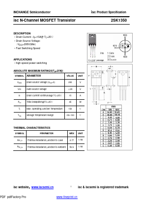 K1350 Datasheet PDF Inchange Semiconductor