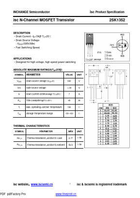 K1352 Datasheet PDF Inchange Semiconductor