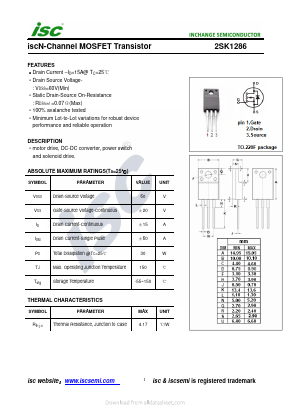 K1286 Datasheet PDF Inchange Semiconductor