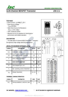 2SK1514 Datasheet PDF Inchange Semiconductor