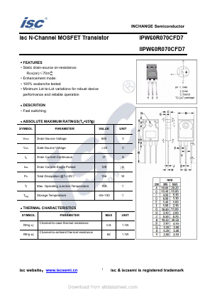 IIPW60R070CFD7 Datasheet PDF Inchange Semiconductor