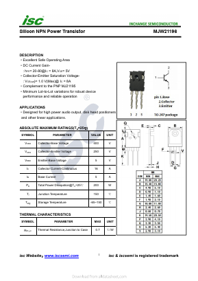 MJW21196 Datasheet PDF Inchange Semiconductor