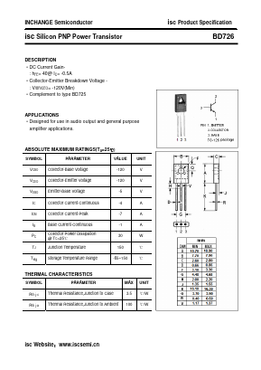 BD726 Datasheet PDF Inchange Semiconductor