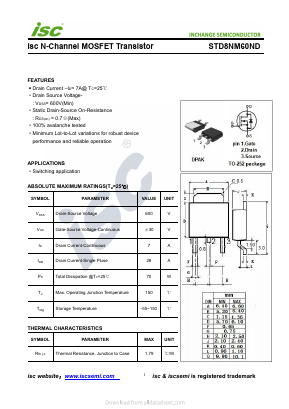 STD8NM60ND Datasheet PDF Inchange Semiconductor