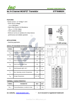 STF9NM60N Datasheet PDF Inchange Semiconductor