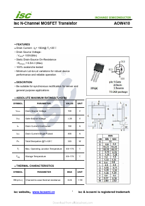 AOW410 Datasheet PDF Inchange Semiconductor