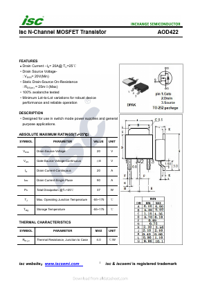 AOD422 Datasheet PDF Inchange Semiconductor